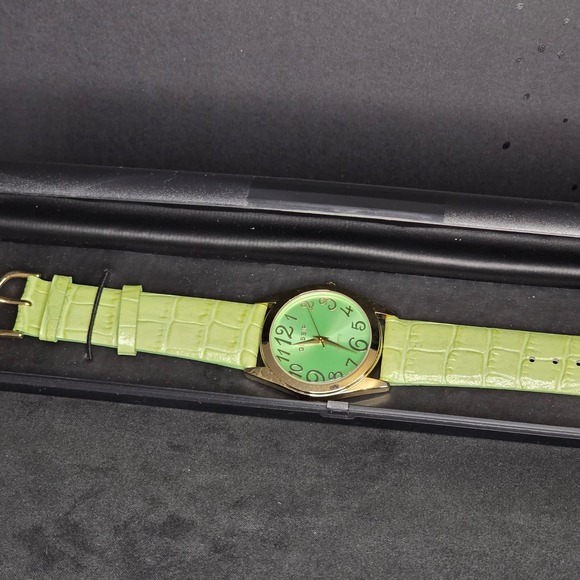 Gossip Accessories - Gossip Watch Women OS Lime Green Croc Embossed Leather Gold Tone GSP513C